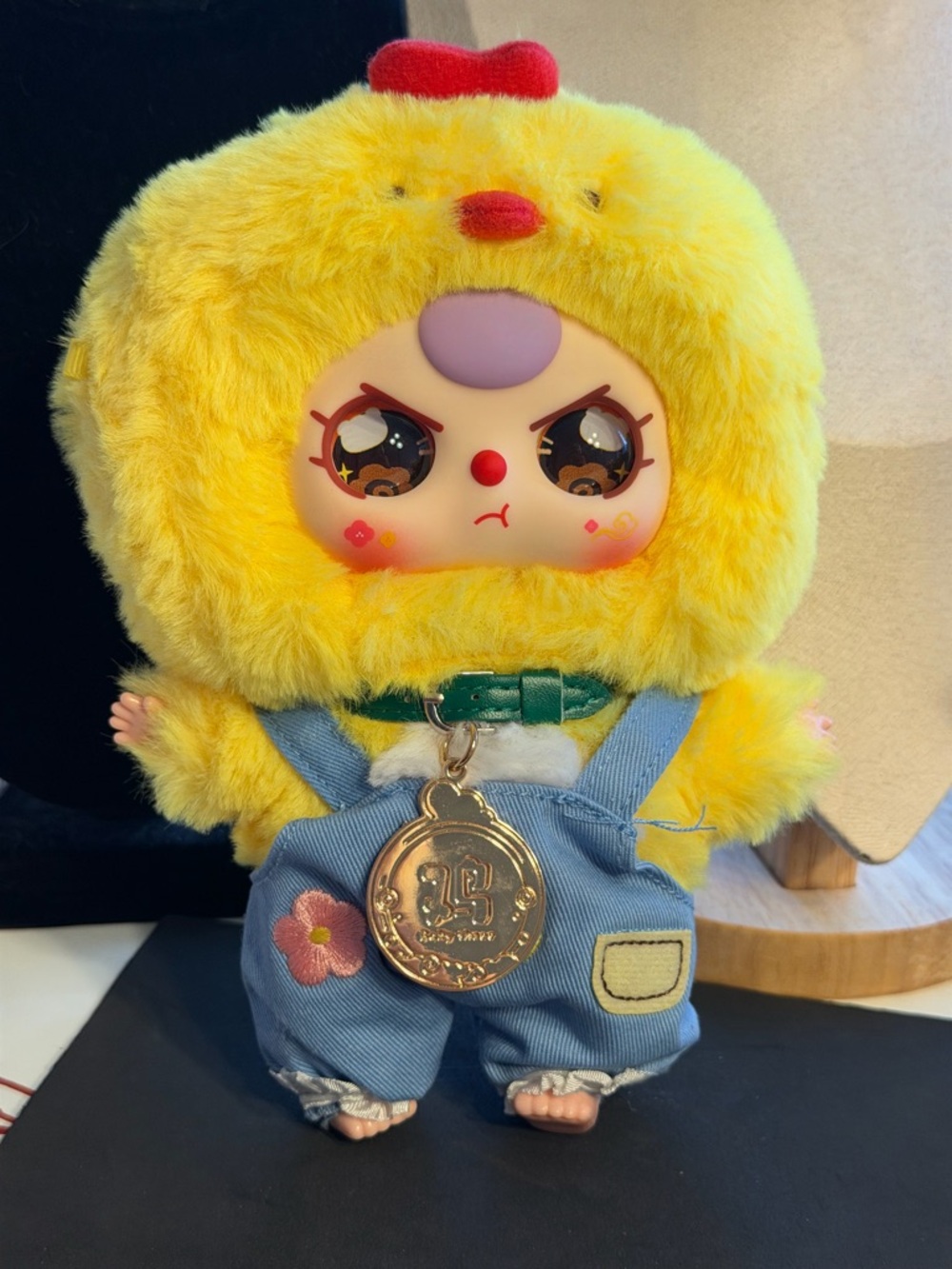 Baby 3 Brand Yellow Chick Plush Doll with Blue Overalls and Gold Medallion NWT